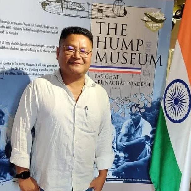 John Tayeng, founder and guide of Mystic Siang Travels & Expeditions, at The Hump Museum in Pasighat